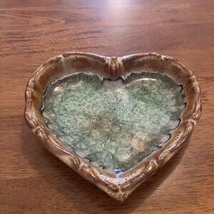 Heart-Shaped Ceramic Dish with Cracked Glaze